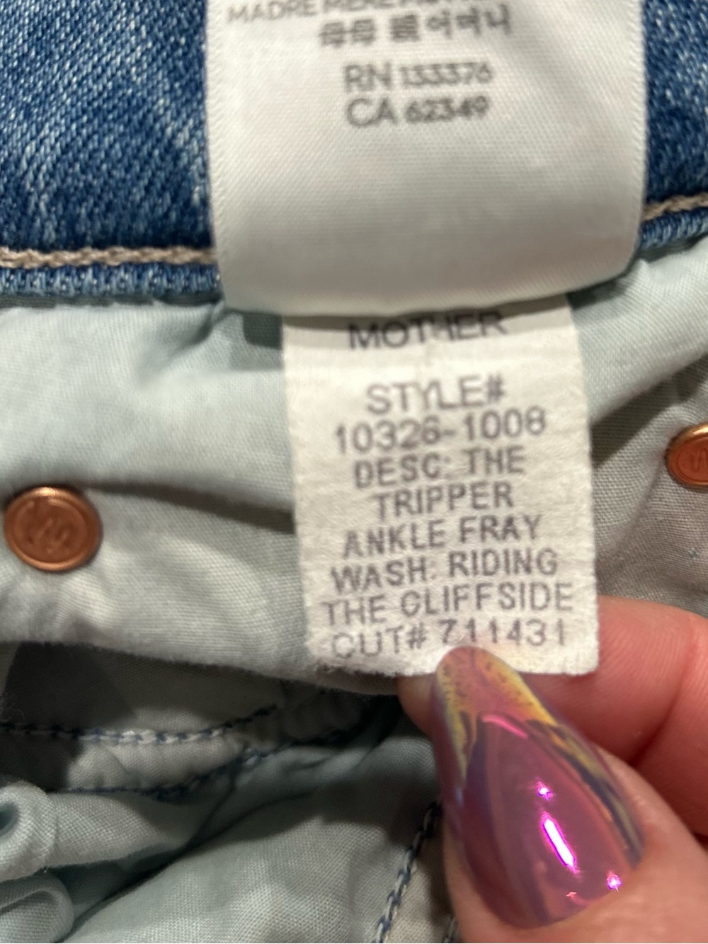 MOTHER The Tripper Ankle Fray Jeans Riding The Cliffside Button Fly Stretch 27 - Picture 8 of 13